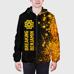 Куртка с капюшоном мужская Breaking Benjamin - gold gradient: по-вертикали, цвет: 3D-черный — фото 2
