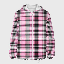 Куртка с капюшоном мужская Розовая клетка, цвет: 3D-белый