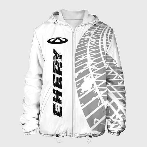 Мужская куртка Chery speed на светлом фоне со следами шин: по-вер / 3D-Белый – фото 1