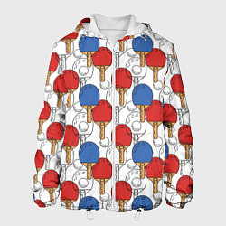 Куртка с капюшоном мужская Настольный теннис - ракетки, цвет: 3D-белый