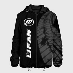 Мужская куртка Lifan speed на темном фоне со следами шин: по-верт