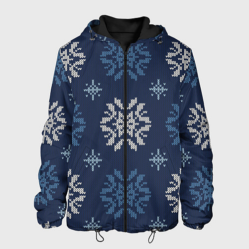 Мужская куртка Снежинки спицами - узоры зимы / 3D-Черный – фото 1