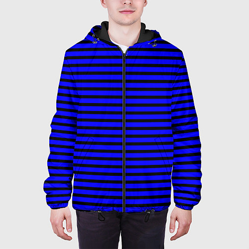 Мужская куртка Ультрамариновый в чёрную полоску / 3D-Черный – фото 3