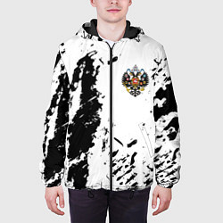 Куртка с капюшоном мужская Россия спорт краски герб, цвет: 3D-черный — фото 2