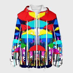 Куртка с капюшоном мужская Mirror pattern of umbrellas - pop art, цвет: 3D-белый