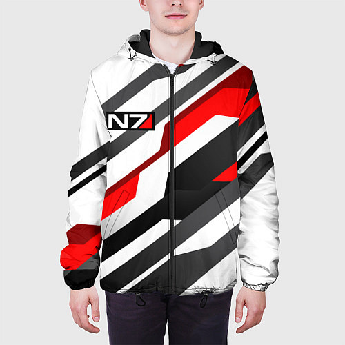 Мужская куртка Mass effect - white uniform n7 / 3D-Черный – фото 3