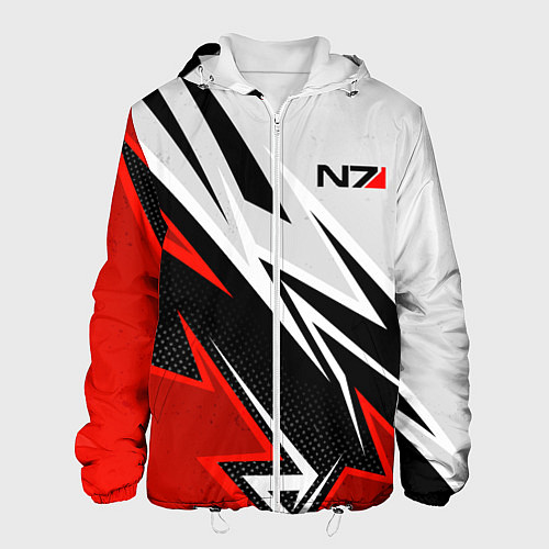 Мужская куртка N7 mass effect - white and red / 3D-Белый – фото 1