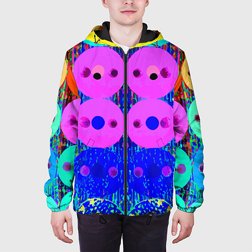 Мужская куртка Паттерн из дисков - неон - нейросеть / 3D-Черный – фото 3