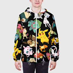 Куртка с капюшоном мужская Пикачу и другие покемоны, цвет: 3D-белый — фото 2