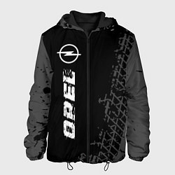 Мужская куртка Opel speed на темном фоне со следами шин: по-верти