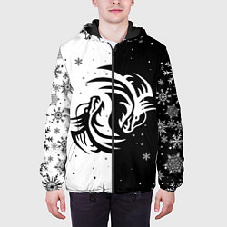 Куртка с капюшоном мужская Инь Янь - Драконы, цвет: 3D-черный — фото 2