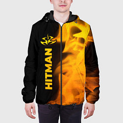 Куртка с капюшоном мужская Hitman - gold gradient по-вертикали, цвет: 3D-черный — фото 2