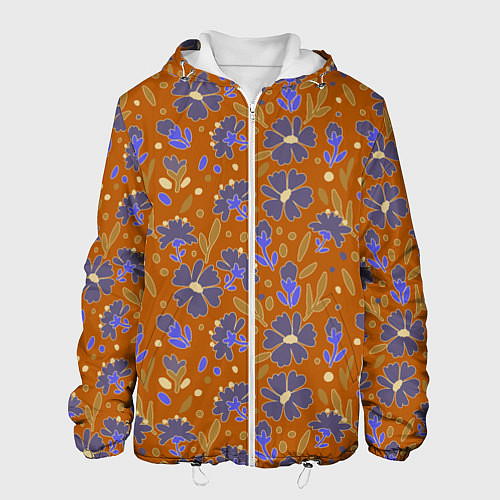 Мужская куртка Цветы в поле коричневый цвет / 3D-Белый – фото 1