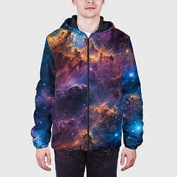 Куртка с капюшоном мужская Космическая туманность, цвет: 3D-черный — фото 2