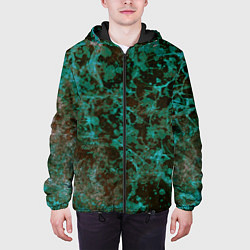 Куртка с капюшоном мужская Абстракция - водоросли, цвет: 3D-черный — фото 2