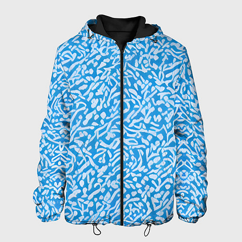 Мужская куртка Белые узоры на синем фоне / 3D-Черный – фото 1