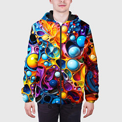 Куртка с капюшоном мужская Космическая фантазия, цвет: 3D-черный — фото 2