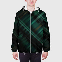 Куртка с капюшоном мужская Тёмно-зелёная шотландская клетка, цвет: 3D-белый — фото 2