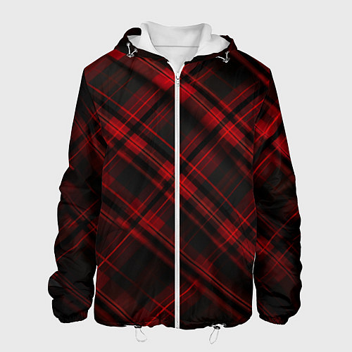 Мужская куртка Тёмно-красная шотландская клетка / 3D-Белый – фото 1