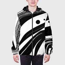 Куртка с капюшоном мужская Abstract black and white composition, цвет: 3D-черный — фото 2