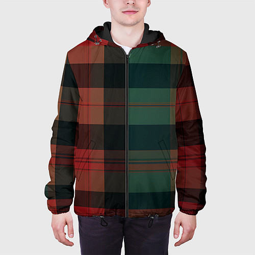 Мужская куртка Зелёно-красная шотландская клетка / 3D-Черный – фото 3