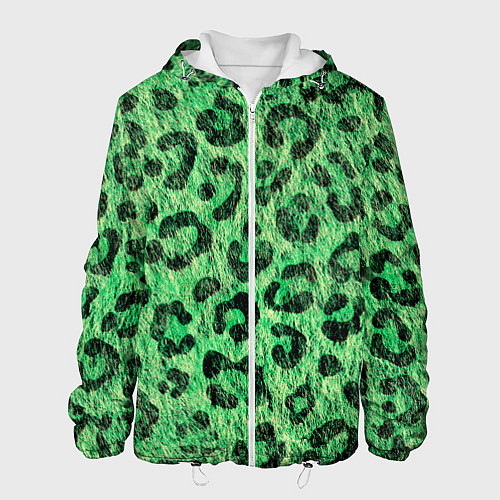 Мужская куртка Зелёный леопард паттерн / 3D-Белый – фото 1