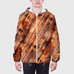Куртка с капюшоном мужская Деревянная обшивка, цвет: 3D-белый — фото 2