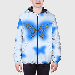 Куртка с капюшоном мужская Y2K blue butterfly, цвет: 3D-черный — фото 2