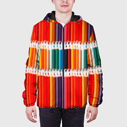 Куртка с капюшоном мужская Заточенные цветные карандаши, цвет: 3D-черный — фото 2