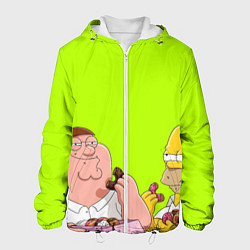 Мужская куртка Питер и Гомер едят пончики зеленый
