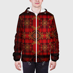 Куртка с капюшоном мужская Красная шотландская клетка royal stewart, цвет: 3D-белый — фото 2