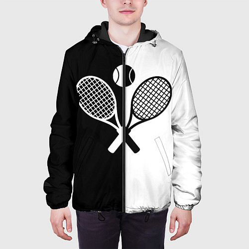 Мужская куртка Теннис - чёрно белое / 3D-Черный – фото 3
