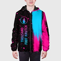 Куртка с капюшоном мужская Thousand Foot Krutch - neon gradient по-вертикали, цвет: 3D-черный — фото 2