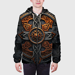 Куртка с капюшоном мужская Орнамент в викингском стиле, цвет: 3D-черный — фото 2