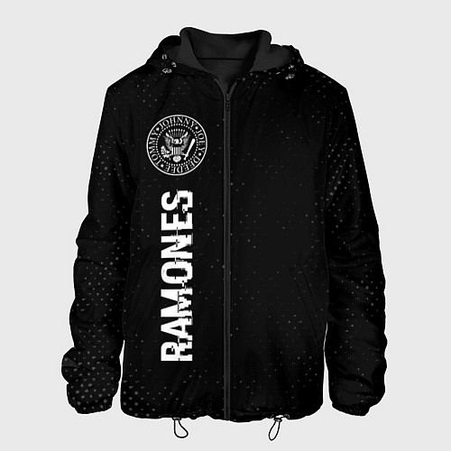 Мужская куртка Ramones glitch на темном фоне по-вертикали / 3D-Черный – фото 1