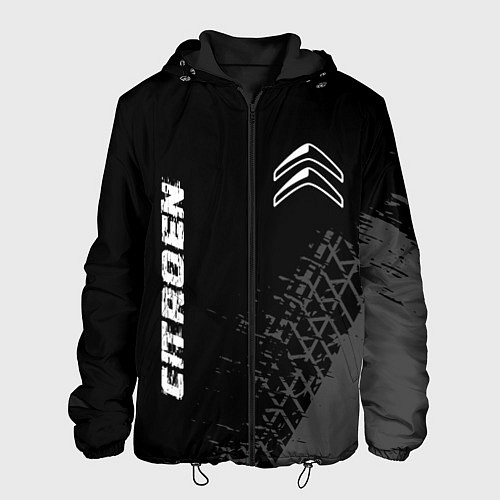 Мужская куртка Citroen speed на темном фоне со следами шин вертик / 3D-Черный – фото 1