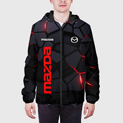 Куртка с капюшоном мужская Mazda - плиты с эффектом свечения, цвет: 3D-черный — фото 2