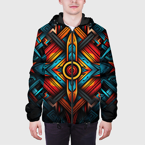 Мужская куртка Симметричный геометрический узор в этническом стил / 3D-Черный – фото 3