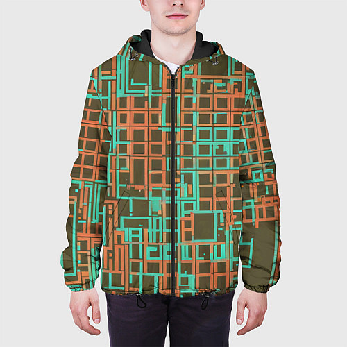 Мужская куртка Разноцветные толстые линии / 3D-Черный – фото 3