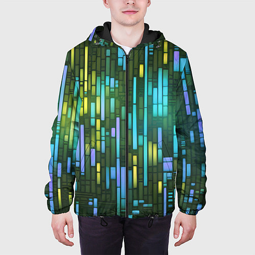 Мужская куртка Неоновые полосы синие / 3D-Черный – фото 3