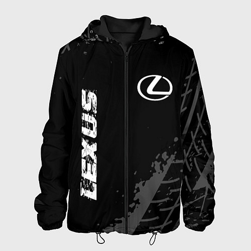 Мужская куртка Lexus speed на темном фоне со следами шин вертикал / 3D-Черный – фото 1