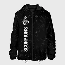 Куртка с капюшоном мужская Scorpions glitch на темном фоне по-вертикали, цвет: 3D-черный