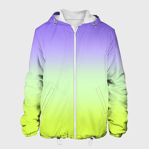 Мужская куртка Фиолетовый мятный и желто-зеленый градиент / 3D-Белый – фото 1