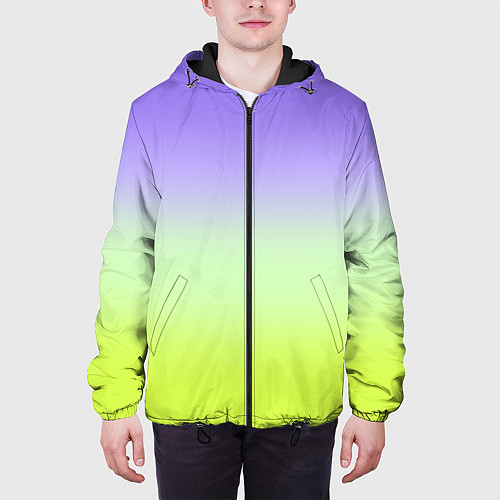 Мужская куртка Фиолетовый мятный и желто-зеленый градиент / 3D-Черный – фото 3