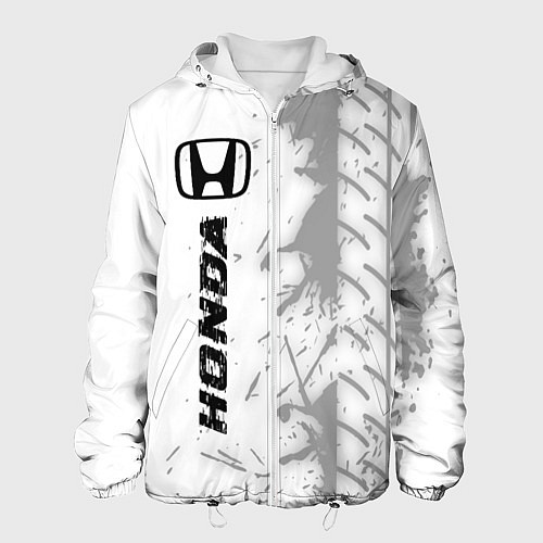 Мужская куртка Honda speed на светлом фоне со следами шин по-верт / 3D-Белый – фото 1