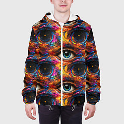 Куртка с капюшоном мужская Глаза рисунок паттерн, цвет: 3D-белый — фото 2