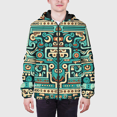 Мужская куртка Абстрактный паттерн в ацтекском стиле / 3D-Черный – фото 3
