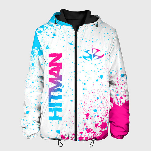 Мужская куртка Hitman neon gradient style вертикально / 3D-Черный – фото 1