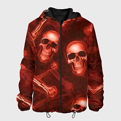 Куртка с капюшоном мужская Красные черепа и кости, цвет: 3D-черный
