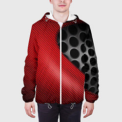 Куртка с капюшоном мужская Абстрактный фон карбон, цвет: 3D-белый — фото 2
